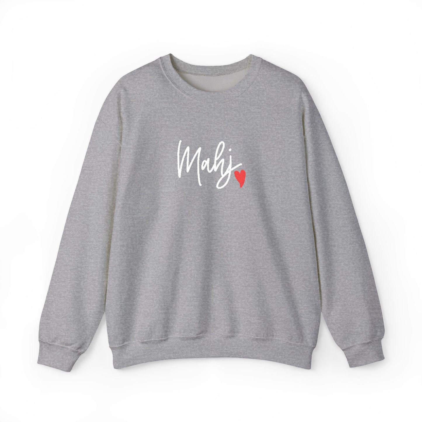 Mahj Love Embroidery Sweatshirt | Crewneck Pullover Printify