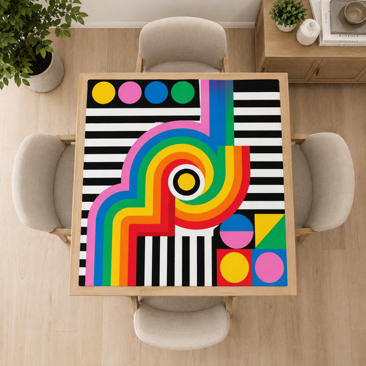 Rainbow Retro Pop Art Square Mahjong Mat (Ship Rolled Up) YOLO Mahjong