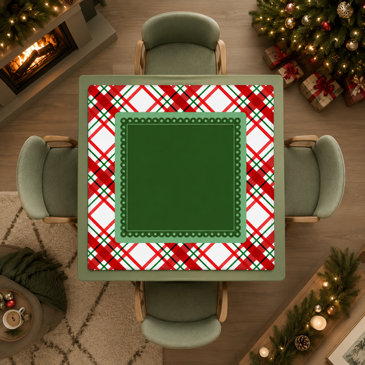 Evergreen Christmas Plaid Mahjong Mat (Ship Rolled up) YOLO Mahjong