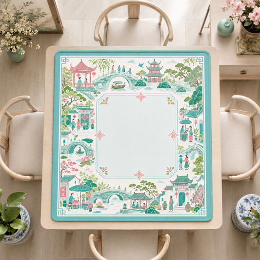 Mahjong Mat 31.5"x31.5" (Ship Rolled up) - Pastel Chinese Garden Mahjong Mat YOLO Mahjong