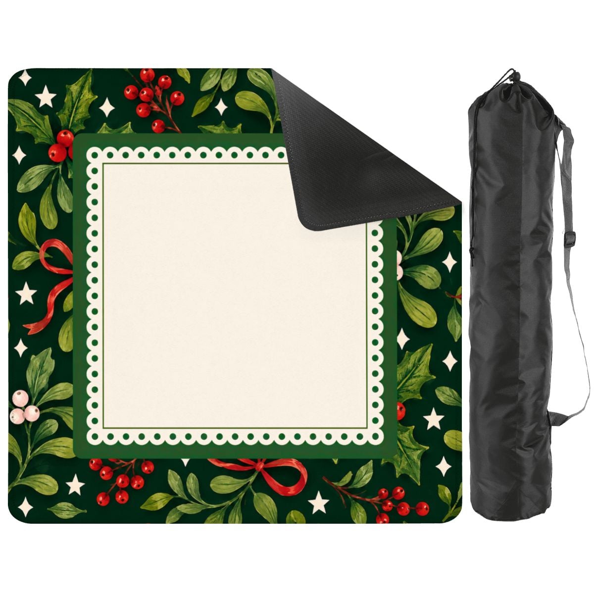 Christmas Botanical Bow Mahjong Mat (Ship Rolled up) YOLO Mahjong
