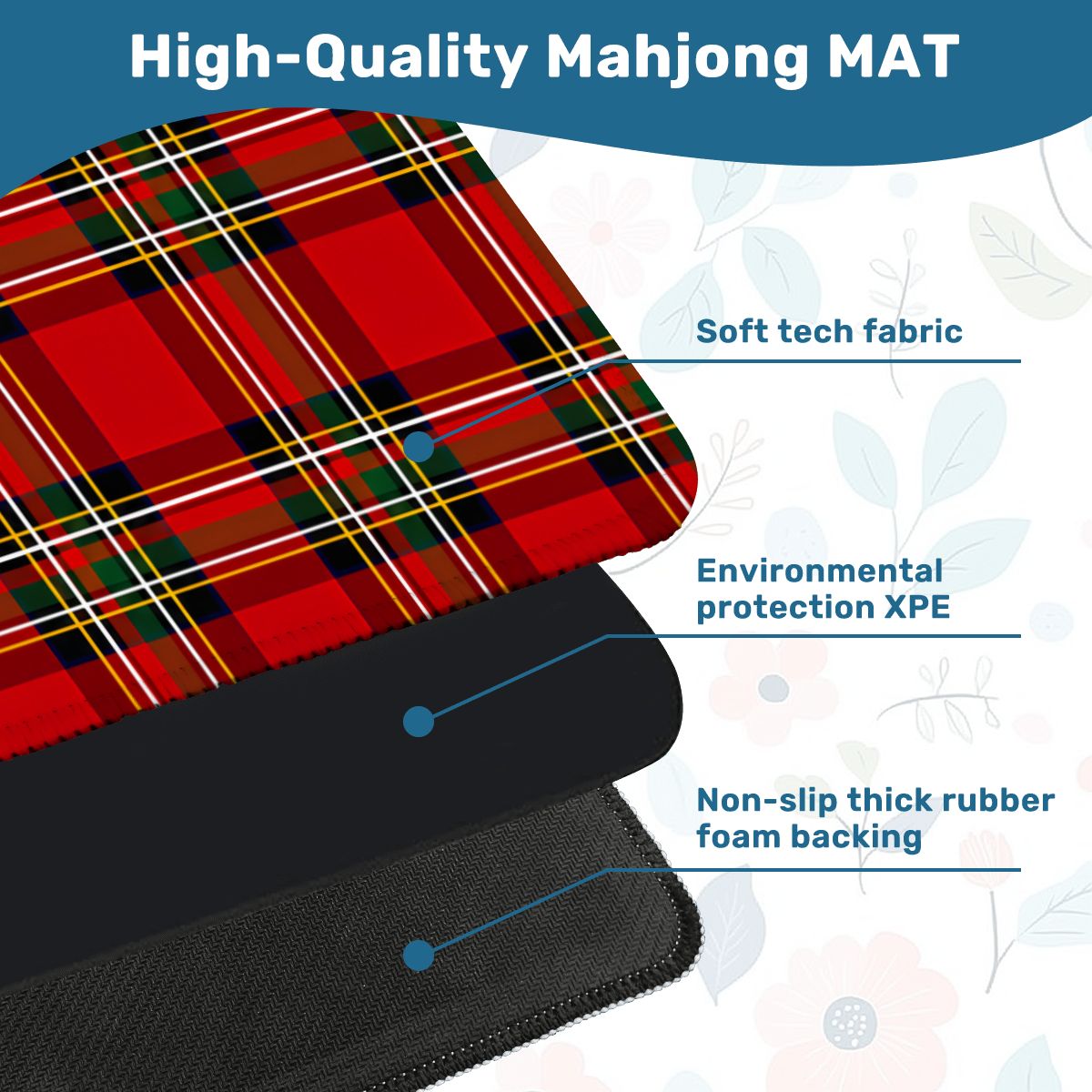 Classic Red Tartan Mahjong Mat (Ship Rolled up) YOLO Mahjong