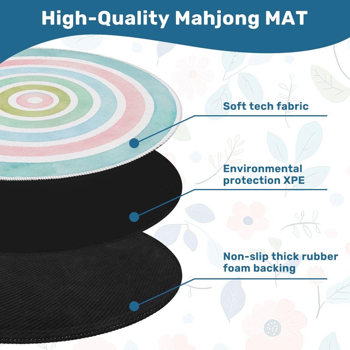 Round Mahjong Mat - Pastel Rainbow Round Mahjong Mat YOLO Mahjong