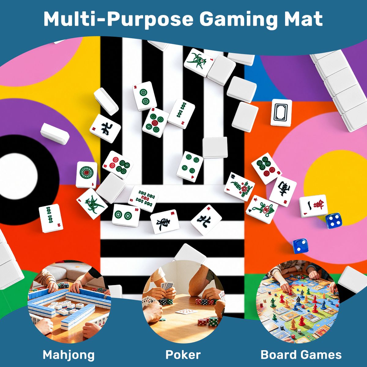 Bold Pop Art Square Mahjong Mat (Ship Rolled Up) YOLO Mahjong