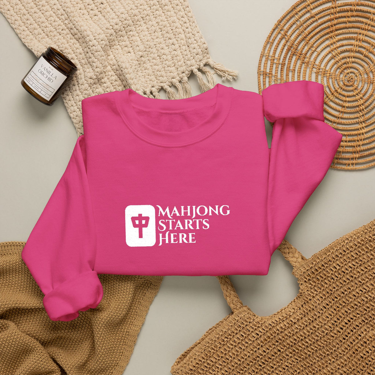 Mahjong Starts Here Embroidery Sweatshirt | Crewneck Pullover Printify