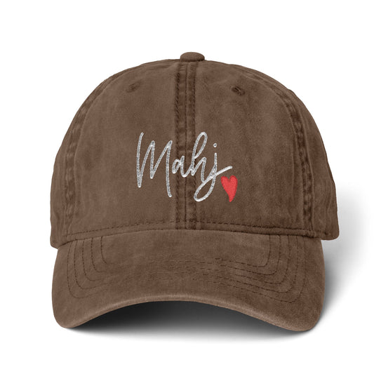 Mahj Love Pigment-Dyed Cap with Fashion Undervisor (Embroidery) Printify