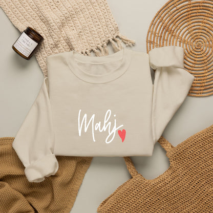 Mahj Love Embroidery Sweatshirt | Crewneck Pullover Printify