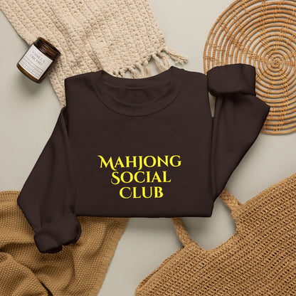 Mahjong Social Club Embroidery Sweatshirt | Crewneck Pullover Printify