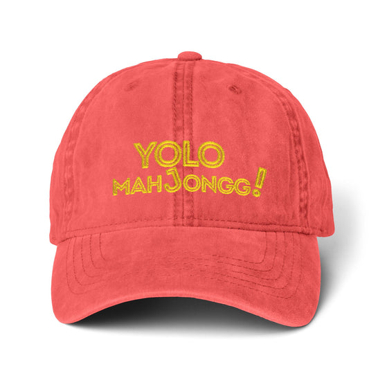 YOLO Mahjong Pigment-Dyed Cap with Fashion Undervisor (Embroidery) Printify