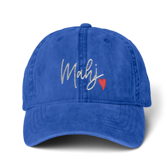 Mahj Love Pigment-Dyed Cap with Fashion Undervisor (Embroidery) Printify