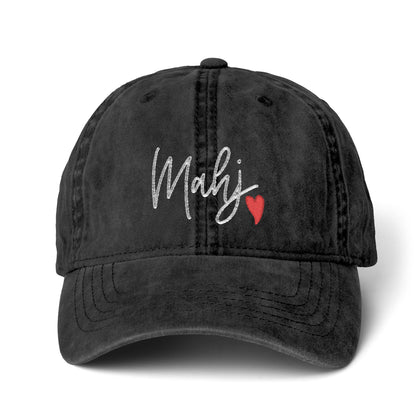 Mahj Love Pigment-Dyed Cap with Fashion Undervisor (Embroidery) Printify