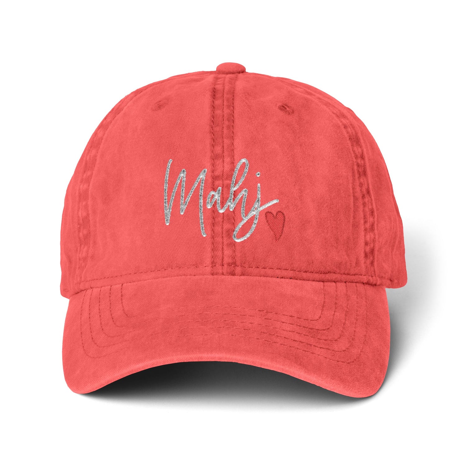 Mahj Love Pigment-Dyed Cap with Fashion Undervisor (Embroidery) Printify