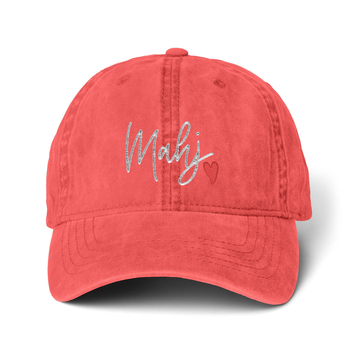 Mahj Love Pigment-Dyed Cap with Fashion Undervisor (Embroidery) Printify