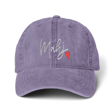 Mahj Love Pigment-Dyed Cap with Fashion Undervisor (Embroidery) Printify