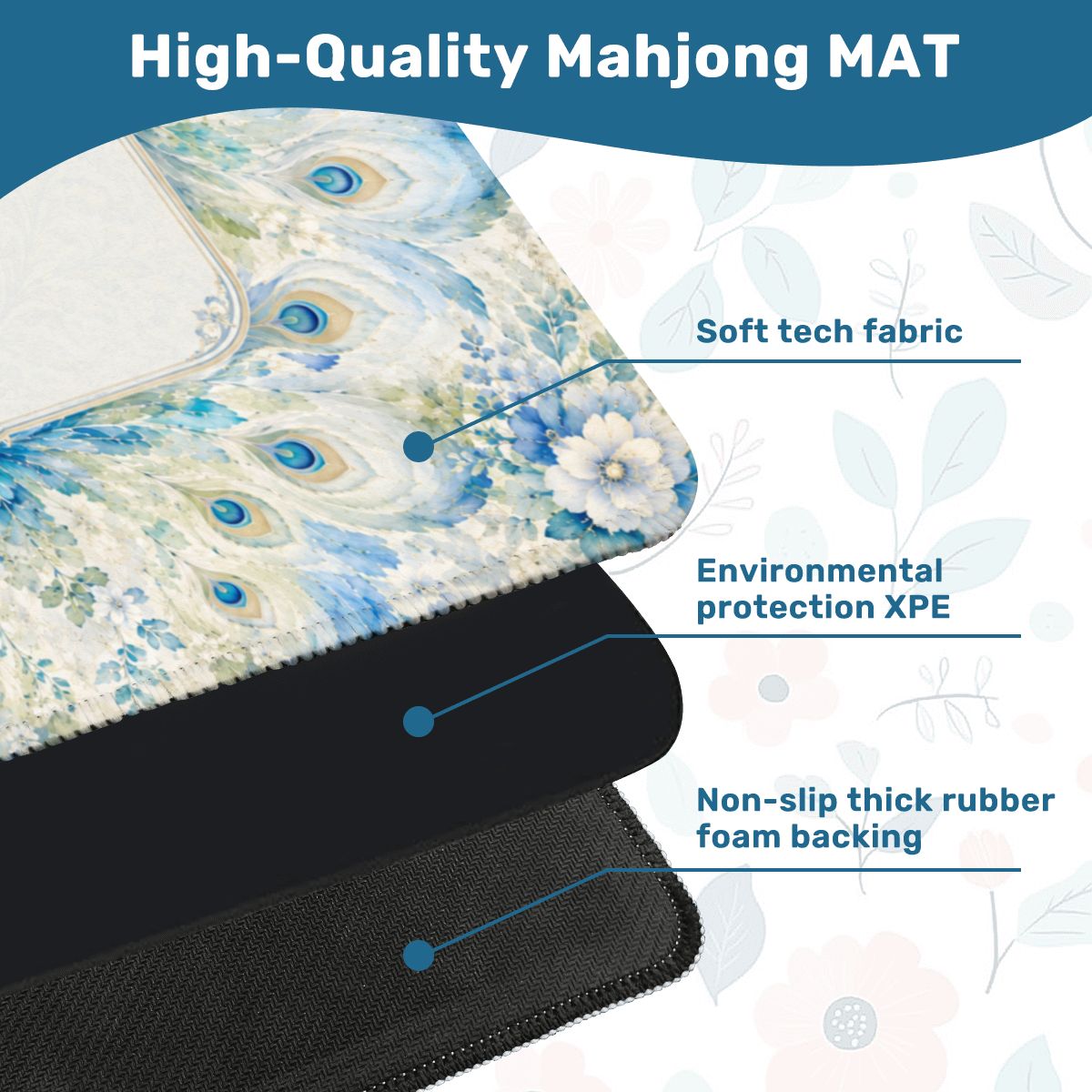 Colorful Watercolor Peacock Mahjong Mat 31.5"x31.5" (Ship Rolled up) YOLO Mahjong