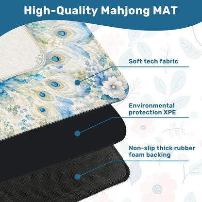 Colorful Watercolor Peacock Mahjong Mat 31.5"x31.5" (Ship Rolled up) YOLO Mahjong