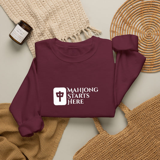 Mahjong Starts Here Embroidery Sweatshirt | Crewneck Pullover Printify