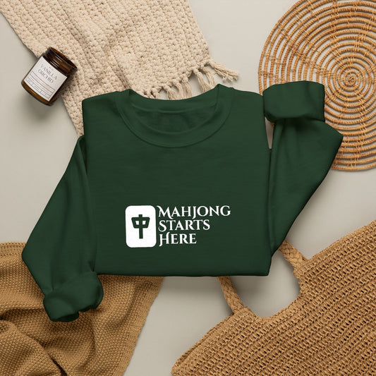 Mahjong Starts Here Embroidery Sweatshirt | Crewneck Pullover Printify
