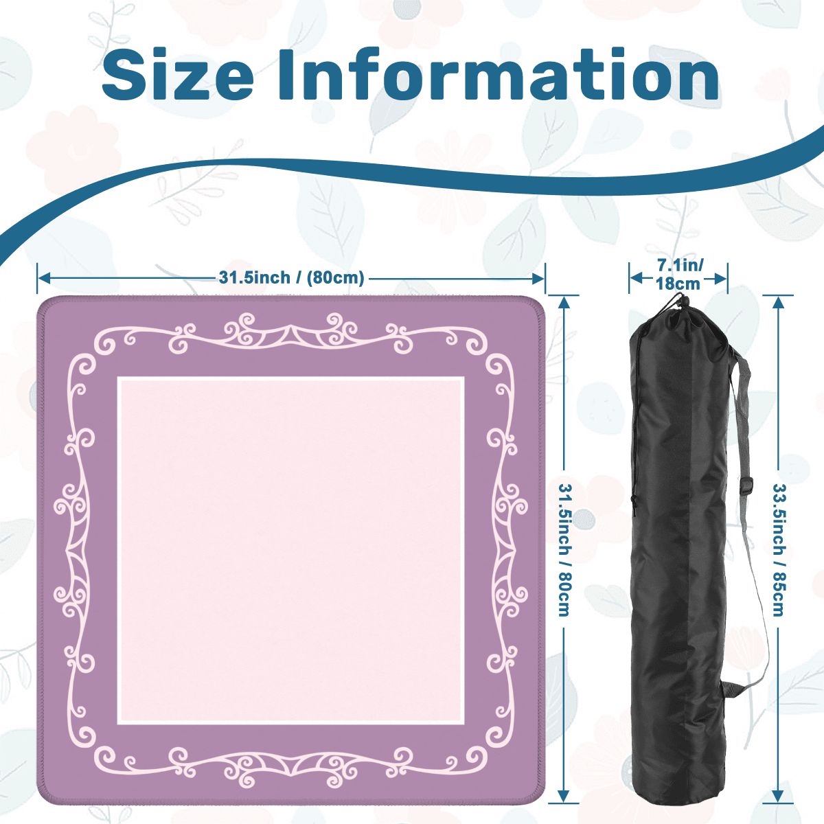 Minimalist Lavender Scroll Mahjong Mat 31.5"x31.5" (Ship Rolled up) YOLO Mahjong