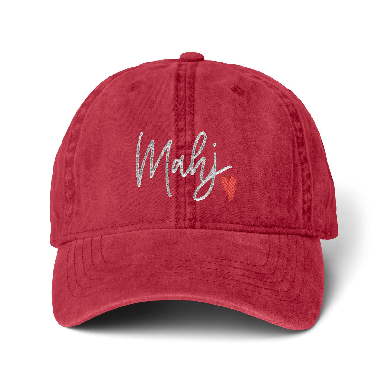 Mahj Love Pigment-Dyed Cap with Fashion Undervisor (Embroidery) Printify