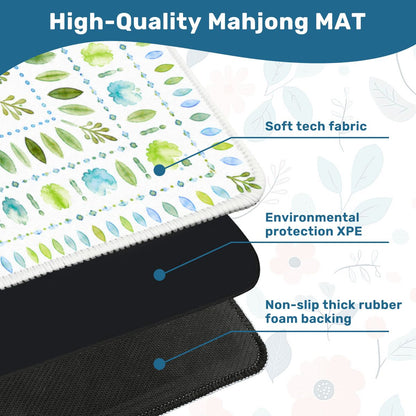 Mahjong Mat 31.5"x31.5" (Ship Rolled up) - Scandinavian Green Leaf Mahjong Mat YOLO Mahjong