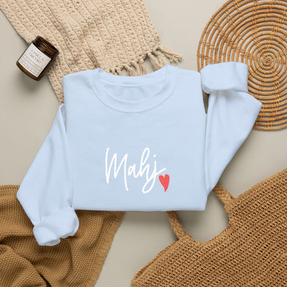 Mahj Love Embroidery Sweatshirt | Crewneck Pullover Printify