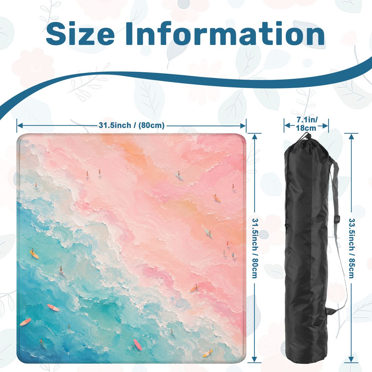 Mahjong Mat 31.5"x31.5" (Ship Rolled up) - Pastel Coastal Beach Square Mahjong Mat YOLO Mahjong