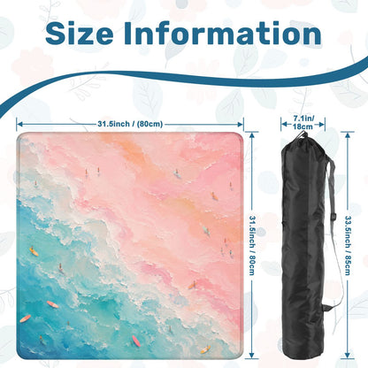 Mahjong Mat 31.5"x31.5" (Ship Rolled up) - Pastel Coastal Beach Square Mahjong Mat YOLO Mahjong