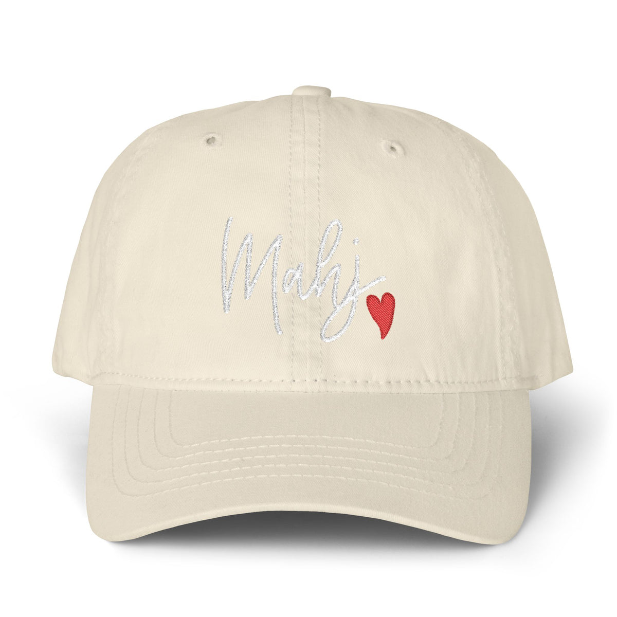 Mahj Love Pigment-Dyed Cap with Fashion Undervisor (Embroidery) Printify