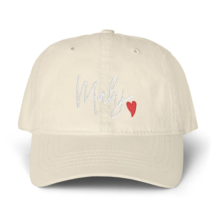 Mahj Love Pigment-Dyed Cap with Fashion Undervisor (Embroidery) Printify