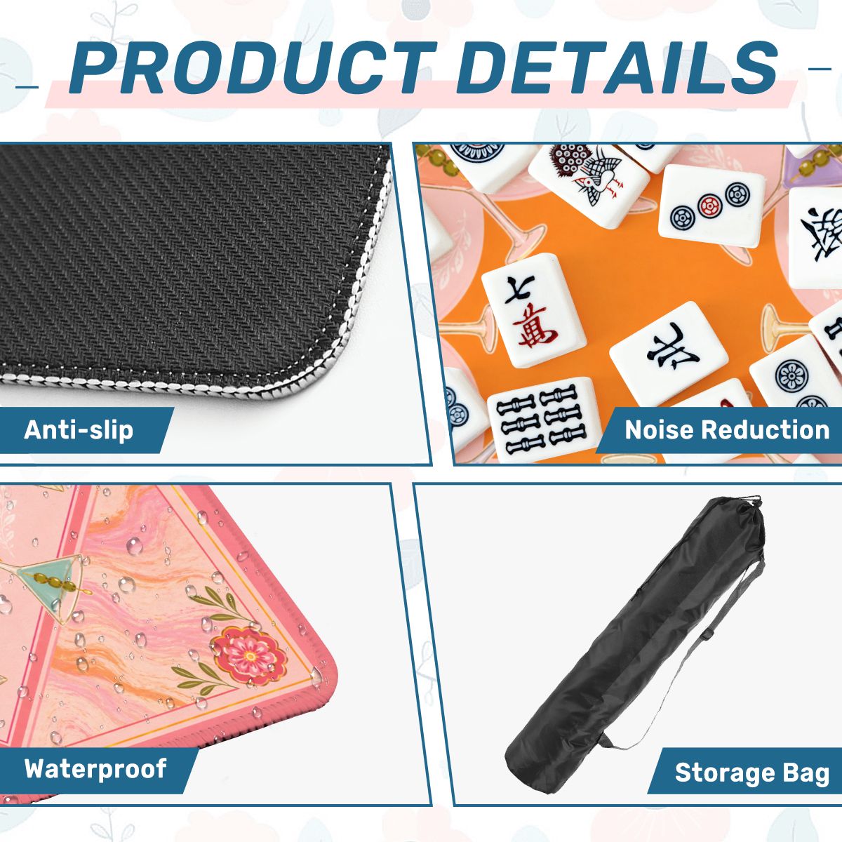 Mahjong Mat - Martini Mahjong Mat Pink Orange YOLO Mahjong