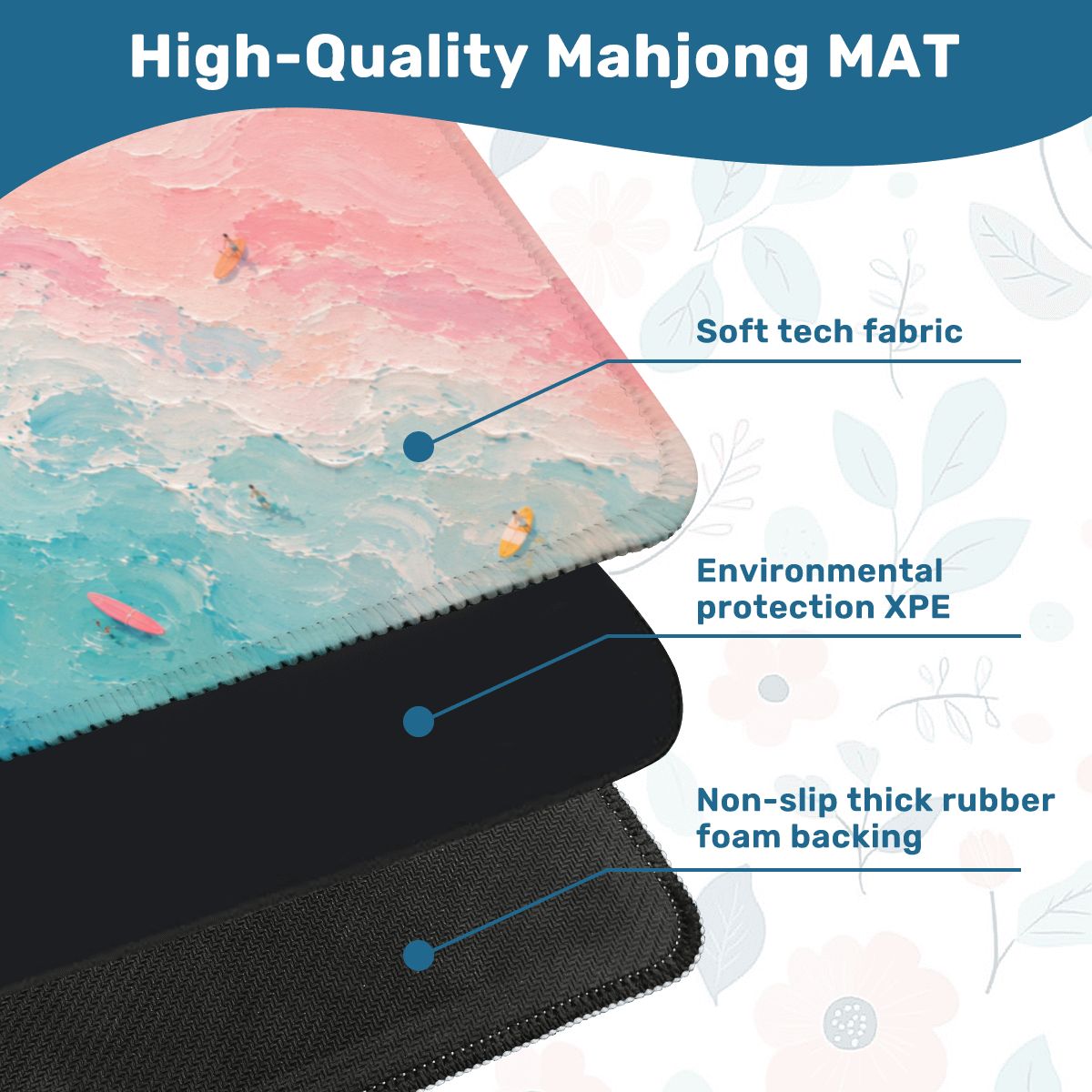 Mahjong Mat 31.5"x31.5" (Ship Rolled up) - Pastel Coastal Beach Square Mahjong Mat YOLO Mahjong