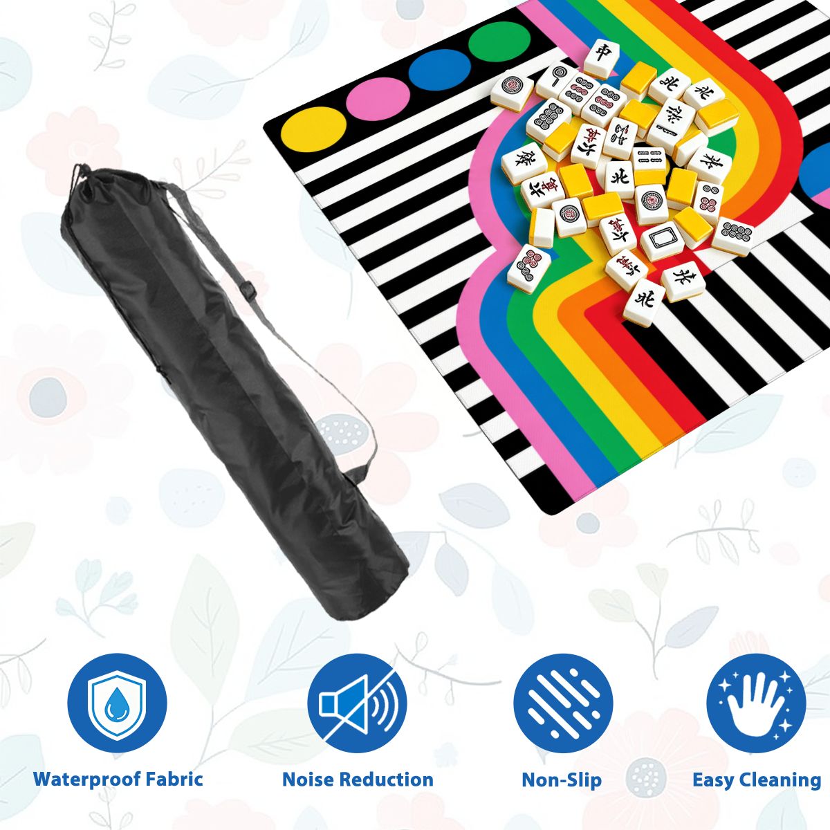 Rainbow Retro Pop Art Square Mahjong Mat (Ship Rolled Up) YOLO Mahjong