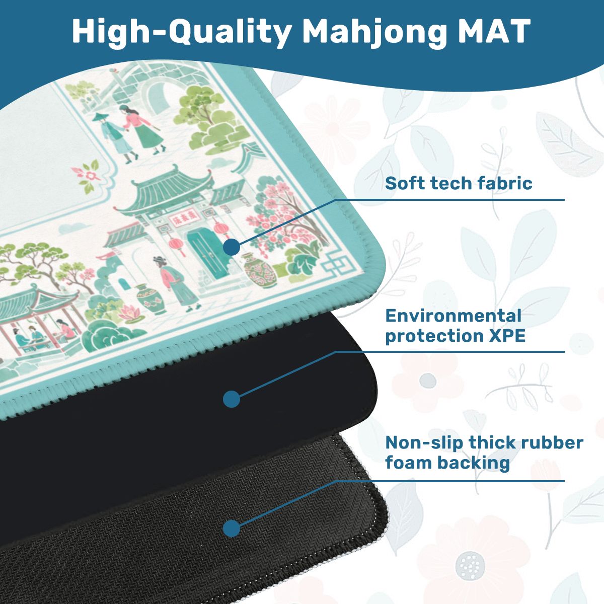Mahjong Mat 31.5"x31.5" (Ship Rolled up) - Pastel Chinese Garden Mahjong Mat YOLO Mahjong