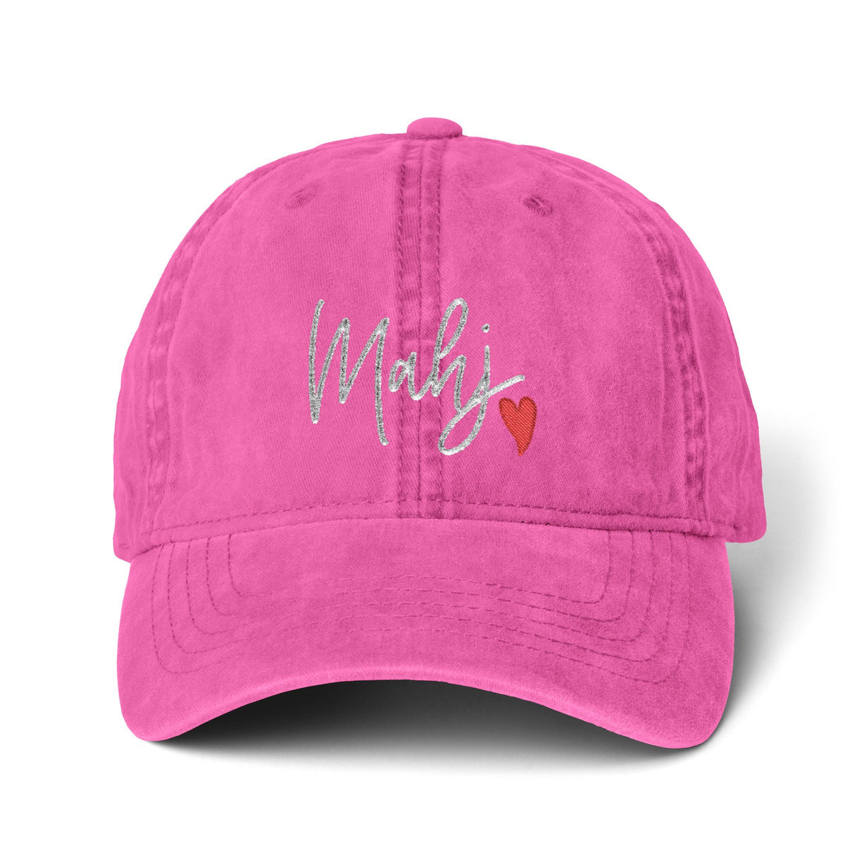 Mahj Love Pigment-Dyed Cap with Fashion Undervisor (Embroidery) Printify