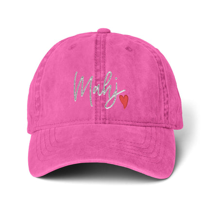 Mahj Love Pigment-Dyed Cap with Fashion Undervisor (Embroidery) Printify