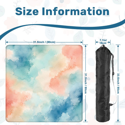 Mahjong Mat 31.5"x31.5" (Ship Rolled up) - Blue Coral Watercolor Square Mahjong Mat YOLO Mahjong