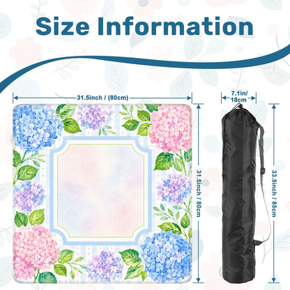 Mahjong Mat 31.5"x31.5" (Ship Rolled up) - Pastel Hydrangea Mahjong Mat with Watercolor Floral Design YOLO Mahjong