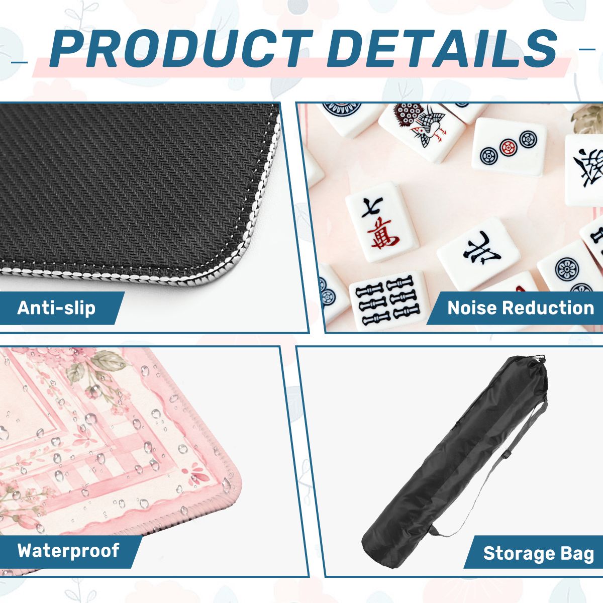 Mahjong Mat - Preppy Pink Floral Mahjong Mat, Watercolor Peony Hydrangea Game Mat YOLO Mahjong