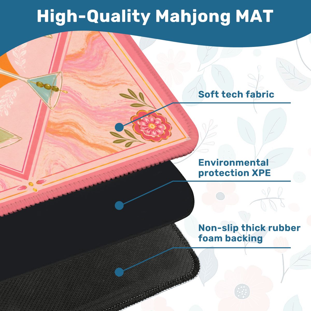 Mahjong Mat - Martini Mahjong Mat Pink Orange YOLO Mahjong