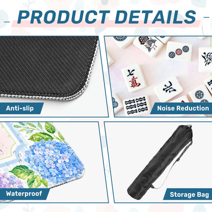 Mahjong Mat 31.5"x31.5" (Ship Rolled up) - Pastel Hydrangea Mahjong Mat with Watercolor Floral Design YOLO Mahjong