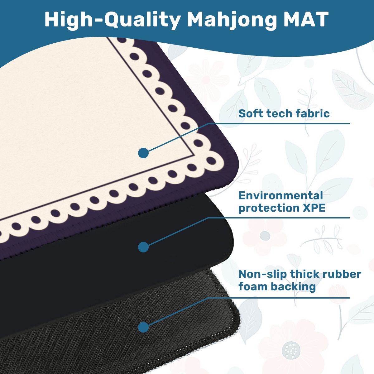 Minimalist Plum Scallop Mahjong Mat (Ship Rolled up) YOLO Mahjong