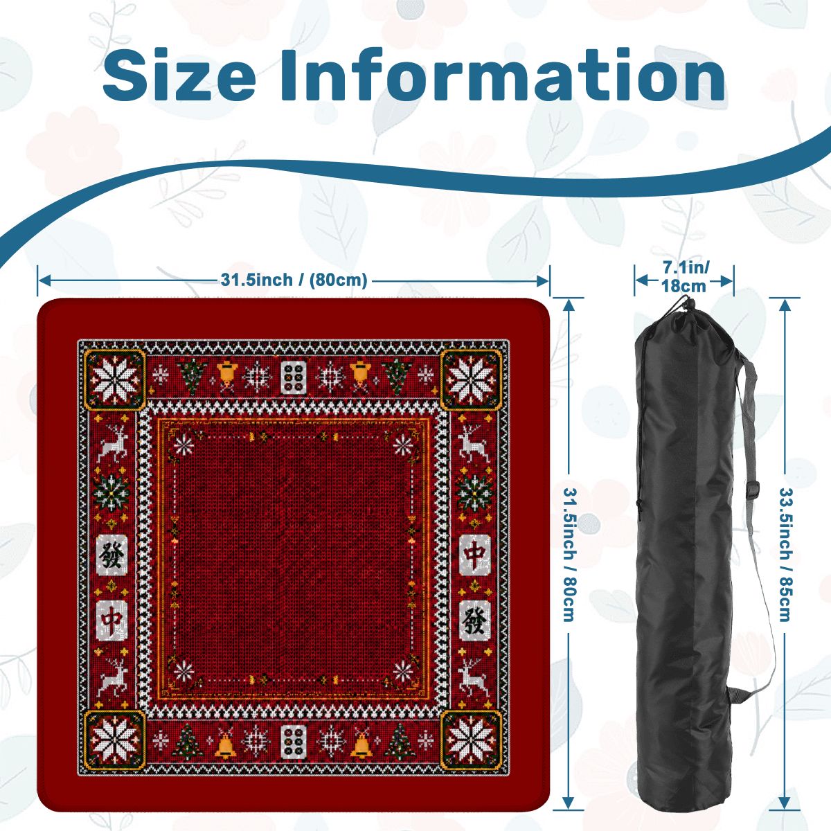 Christmas Mahjong Mat 31.5"x31.5" (Ship Rolled up) YOLO Mahjong