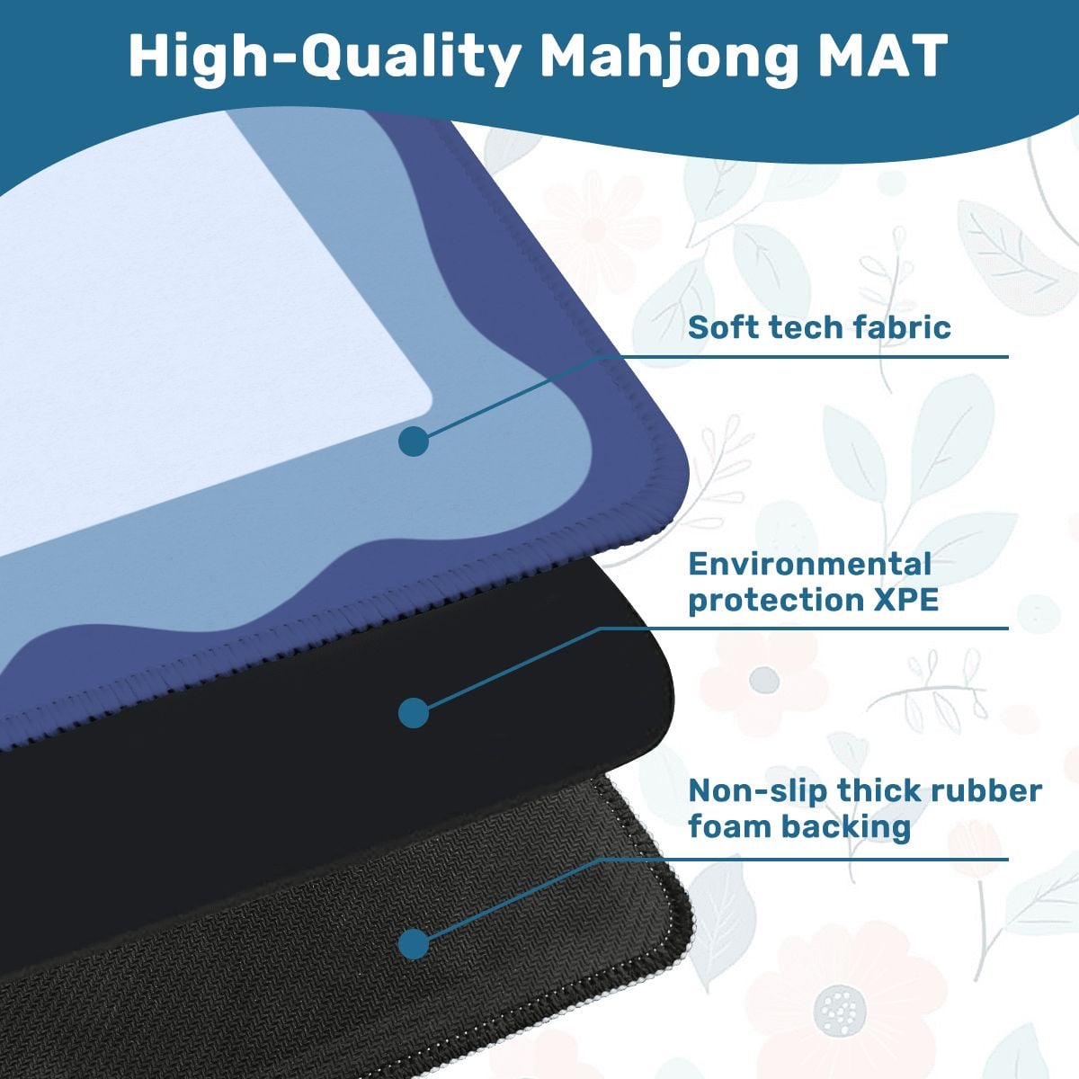Minimalist Blue Wave Mahjong Mat 31.5"x31.5" (Ship Rolled up) YOLO Mahjong