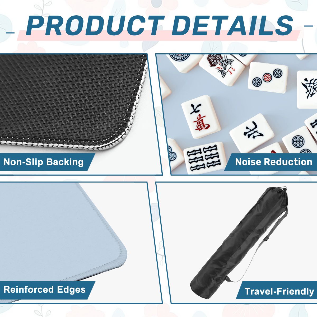 Pastel Blue Mahjong Mat - Shipped Rolled YOLO Mahjong