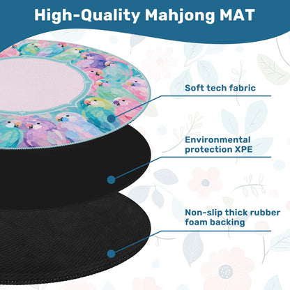 Round Mahjong Mat - Pastel Parrot Round Mahjong Table Mat YOLO Mahjong