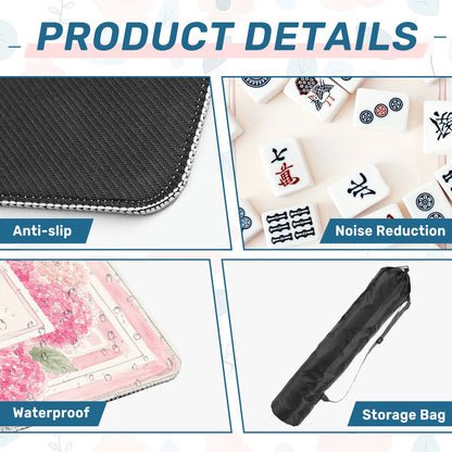 Mahjong Mat 31.5"x31.5" (Ship Rolled up) - Pink Hydrangea Mahjong Mat with Garden Floral Design YOLO Mahjong