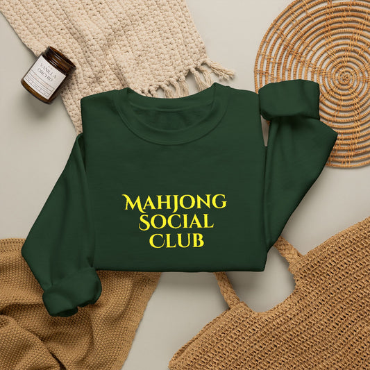 Mahjong Social Club Embroidery Sweatshirt | Crewneck Pullover Printify