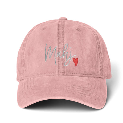 Mahj Love Pigment-Dyed Cap with Fashion Undervisor (Embroidery) Printify