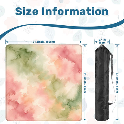 Mahjong Mat 31.5"x31.5" (Ship Rolled up) - Sage Pink Watercolor Square Mahjong Mat YOLO Mahjong